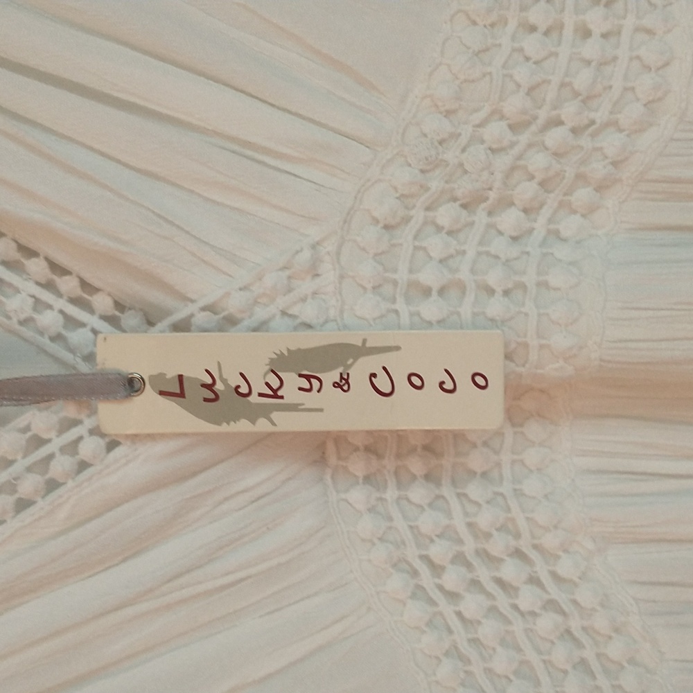 Lucky & Coco White Boho Gauzy Lined Maxi Dress, Flowy, Casual, Cottage Core - Picture 10 of 12
